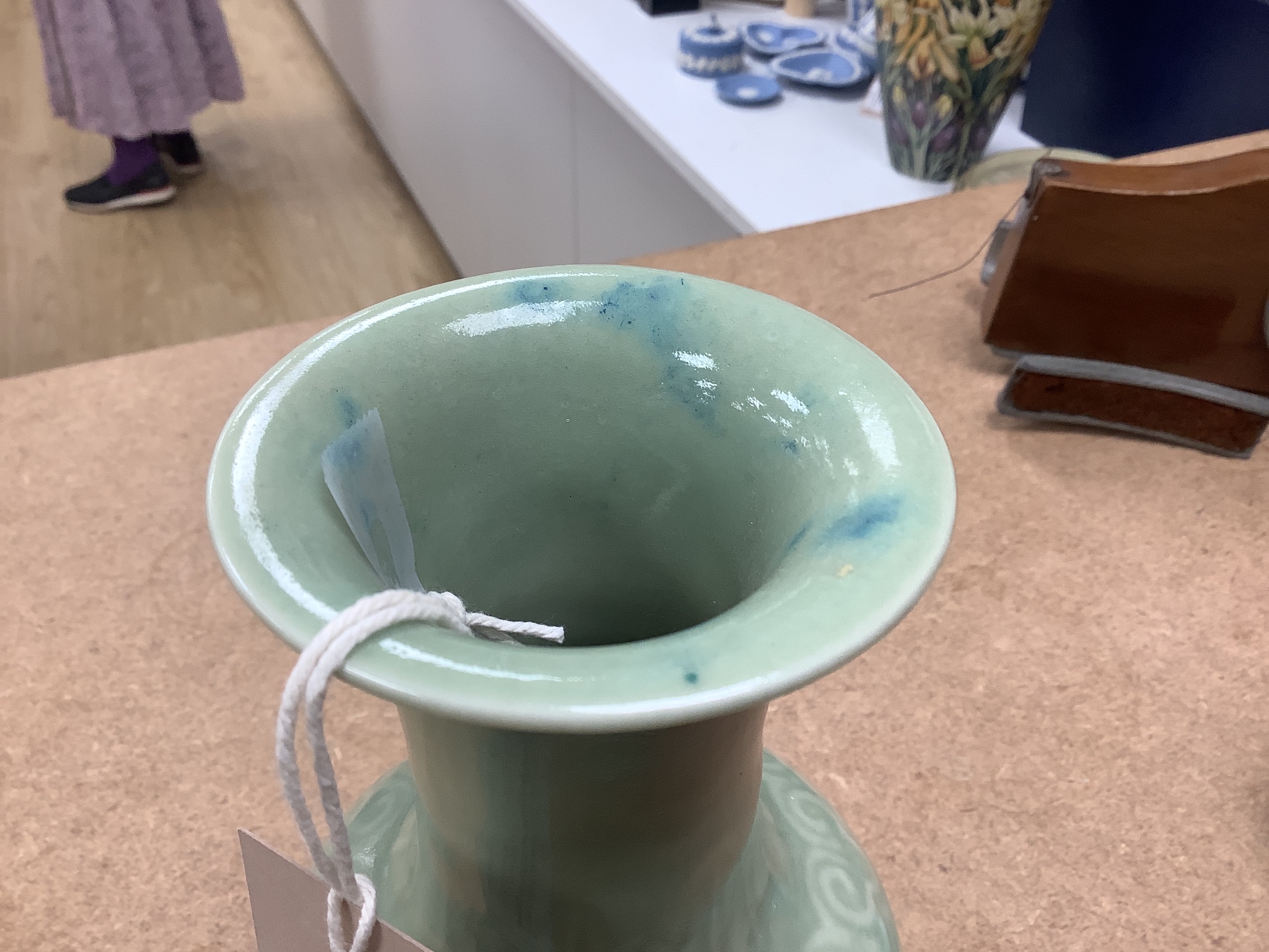 Three 19th Chinese monochrome glazed vases, with sang de boeuf, celadon and turquoise crackle glaze, tallest 21 cm